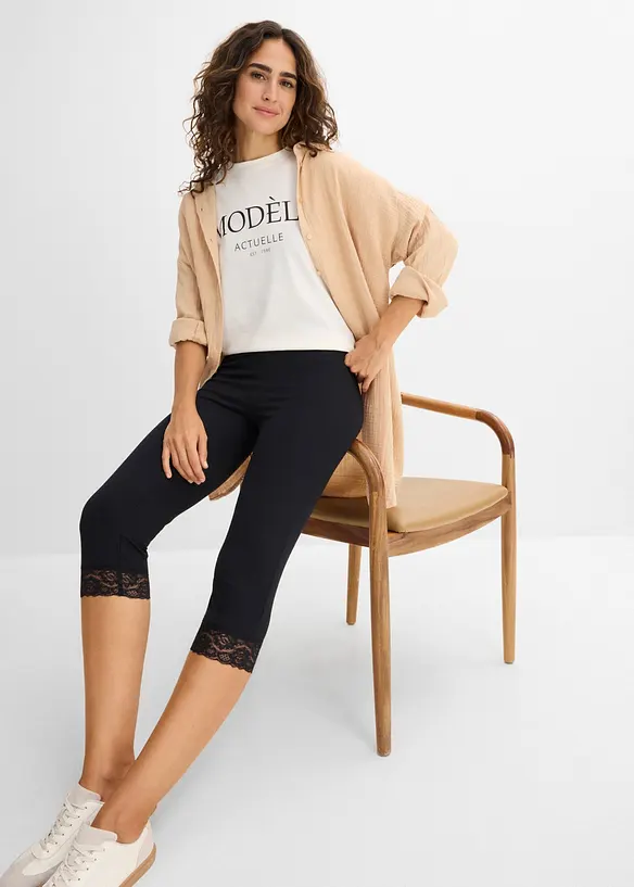 Caprileggings med spetsdetalj, bonprix