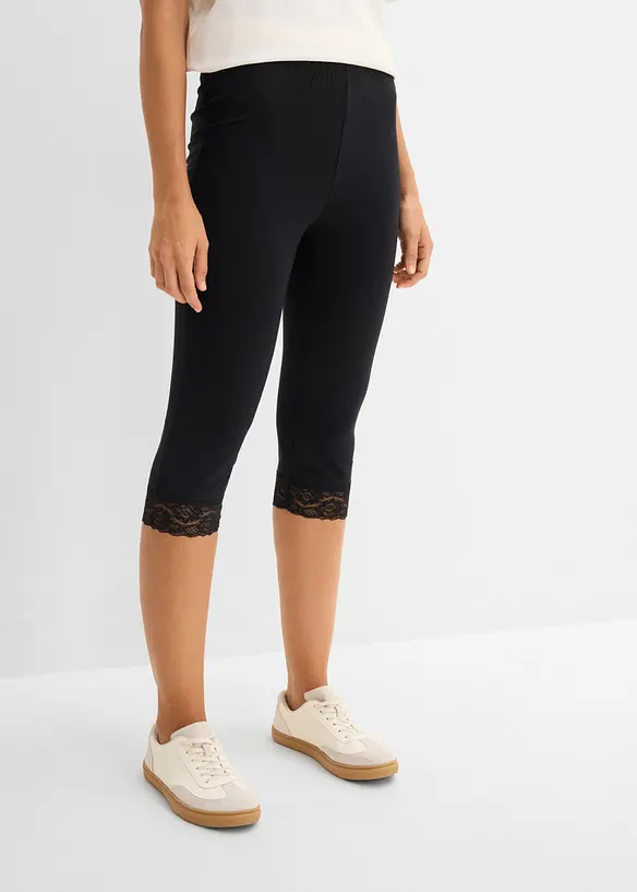 Caprileggings med spetsdetalj, bonprix