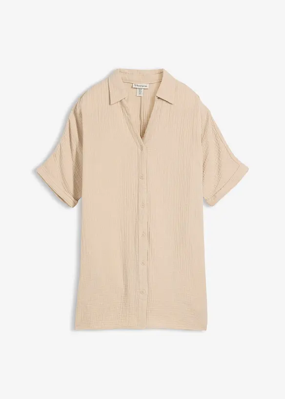 L&aring;ng blus i oversizemodell av bomullsmuslin, bonprix
