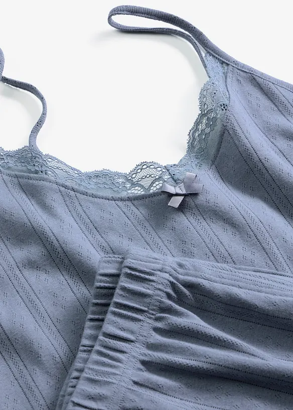 Pyjamas av pointelletrik&aring;, med shorts, bonprix