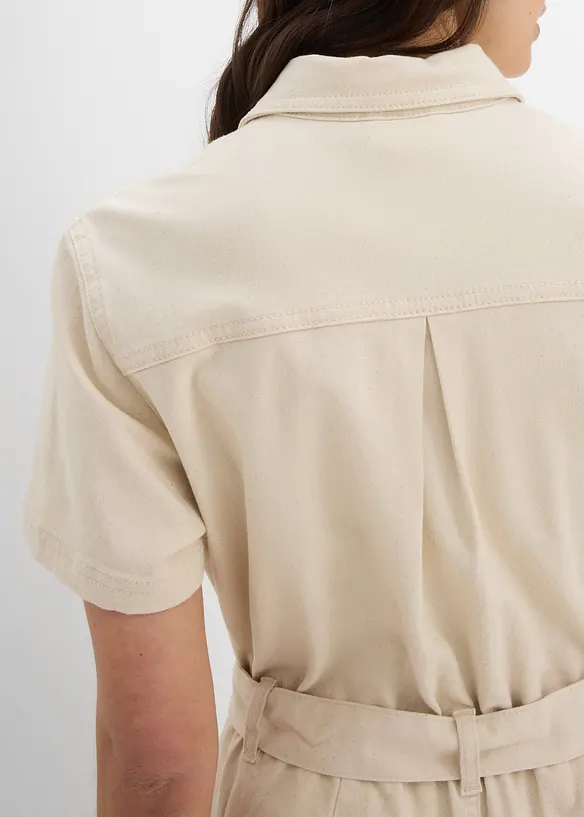 Jeansjumpsuit med korta &auml;rmar, bonprix