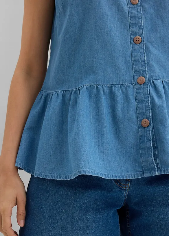 Bluslinne i denim av ekologisk bomull, bonprix