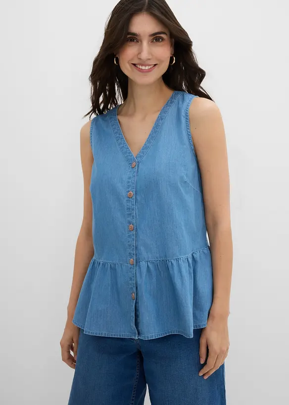 Bluslinne i denim av ekologisk bomull, bonprix