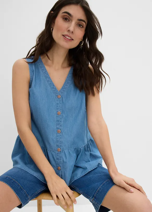 Bluslinne i denim av ekologisk bomull, bonprix