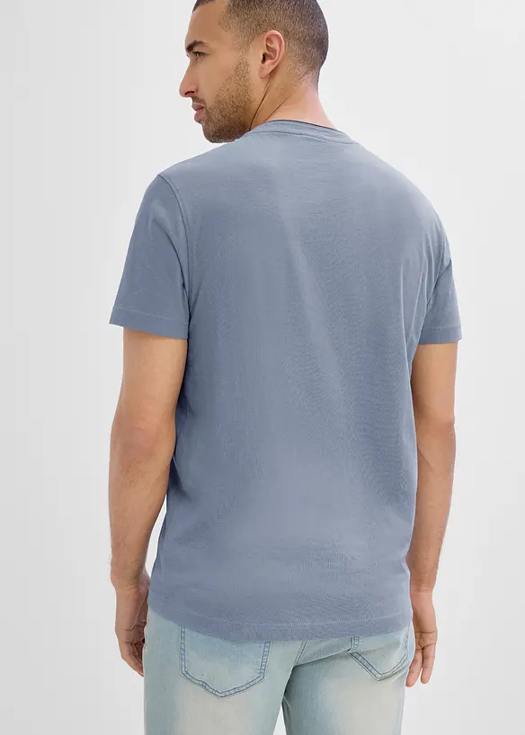 T-shirt i ekologisk bomull med kort knappsl&aring;, bonprix