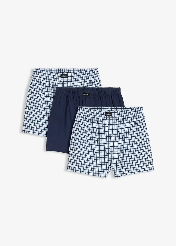 Ledigt skurna jerseyboxershorts i bomull (3-pack), bonprix