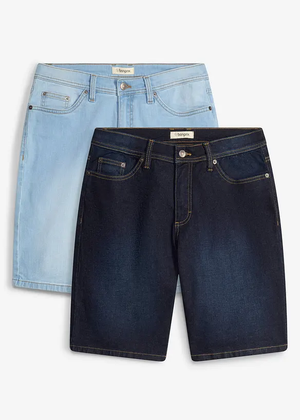 Stretchiga jeansshorts (2-pack), Regular Fit, bonprix