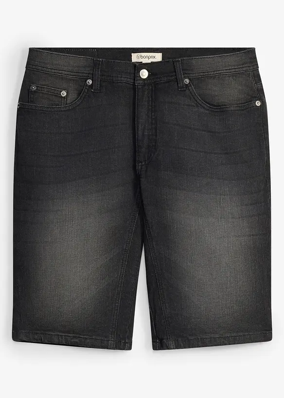 Stretchiga jeansshorts med f&ouml;rst&auml;rkt gren, Regular Fit, bonprix