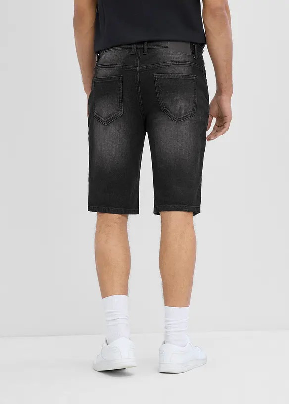 Stretchiga jeansshorts med f&ouml;rst&auml;rkt gren, Regular Fit, bonprix