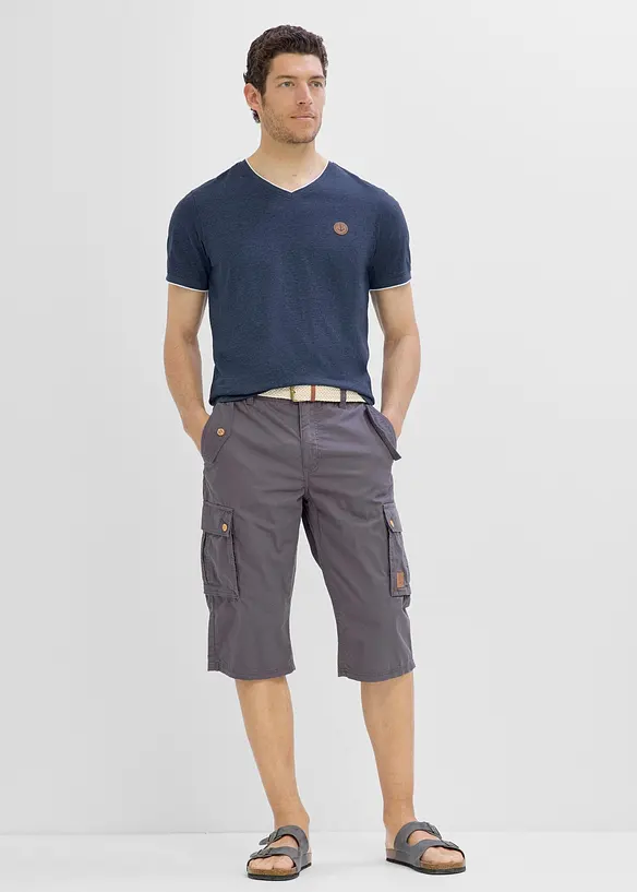 T-shirt med V-ringning med dubbel kant, bonprix