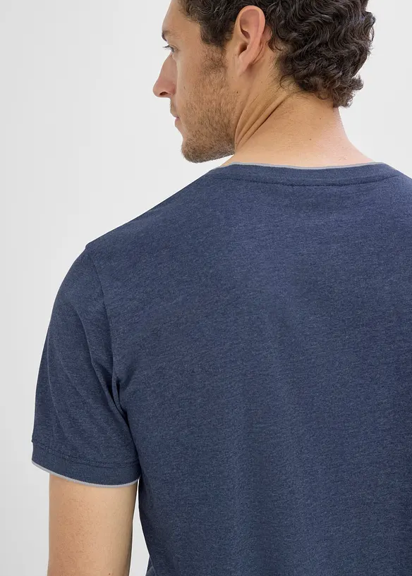 T-shirt med V-ringning med dubbel kant, bonprix
