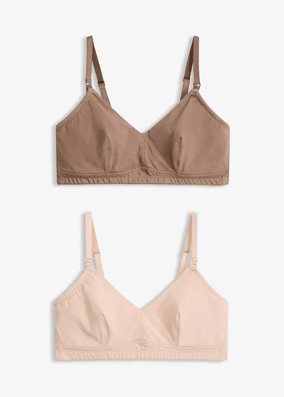 Amningsbeh&aring; utan bygel med ekologisk bomull (2-pack), bonprix
