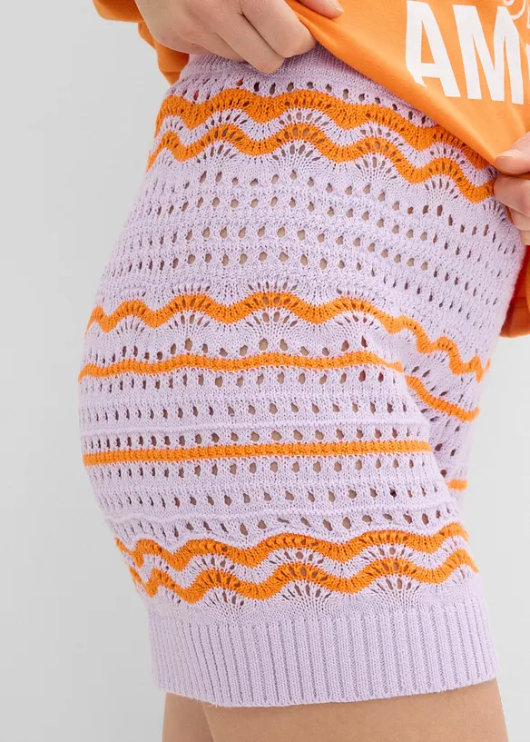 Stickade shorts i bomullsmix med linne, bonprix