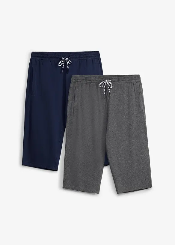 Jerseyshorts i l&aring;ng modell med ekologisk bomull (2-pack), bonprix