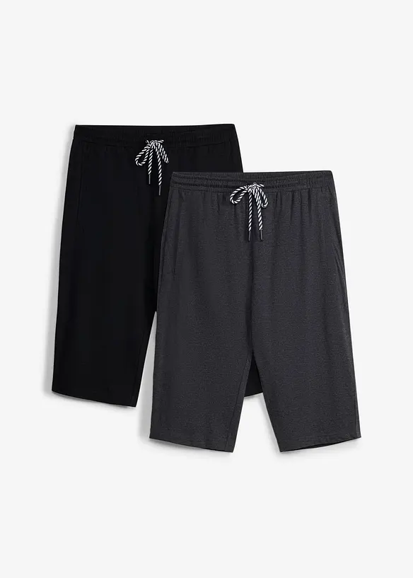 Jerseyshorts i l&aring;ng modell med ekologisk bomull (2-pack), bonprix