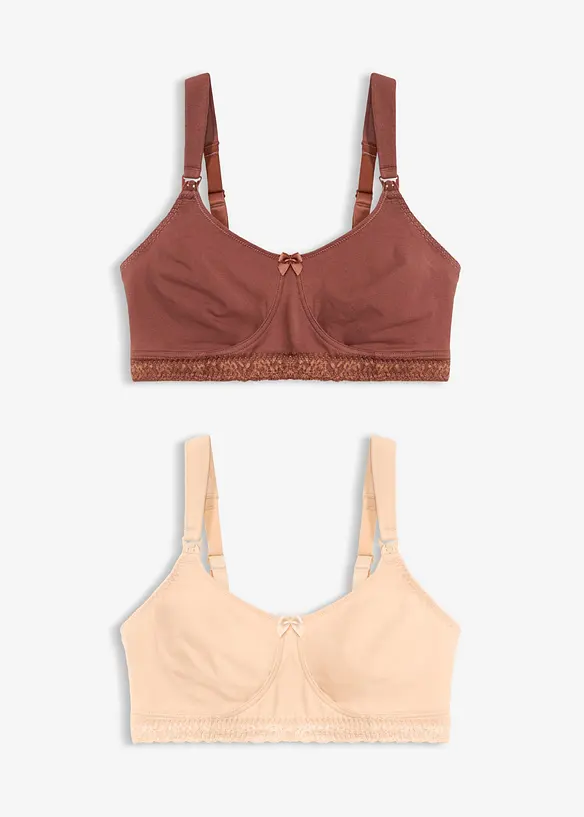 Amningsbeh&aring; utan bygel, med ekologisk bomull (2-pack), bonprix