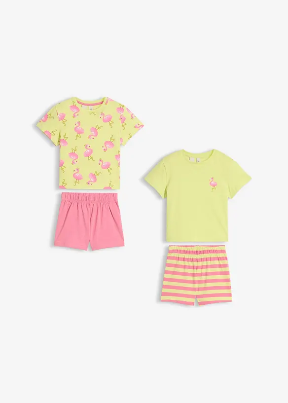 Kort pyjamas i dubbelpack, av bomull (4-delat set), bonprix