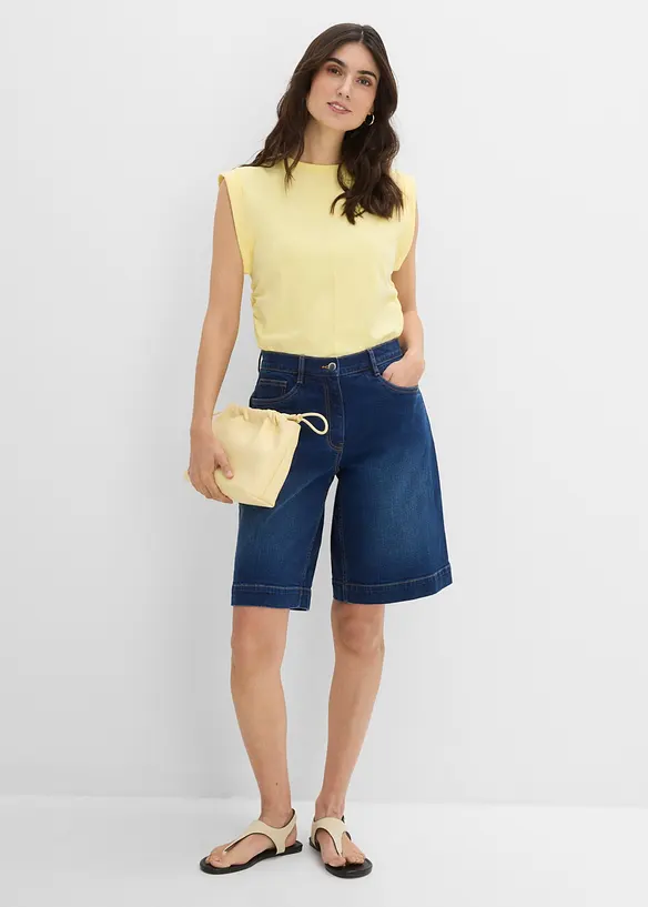 Jeansshorts Mid Waist, ekologisk bomull, bonprix