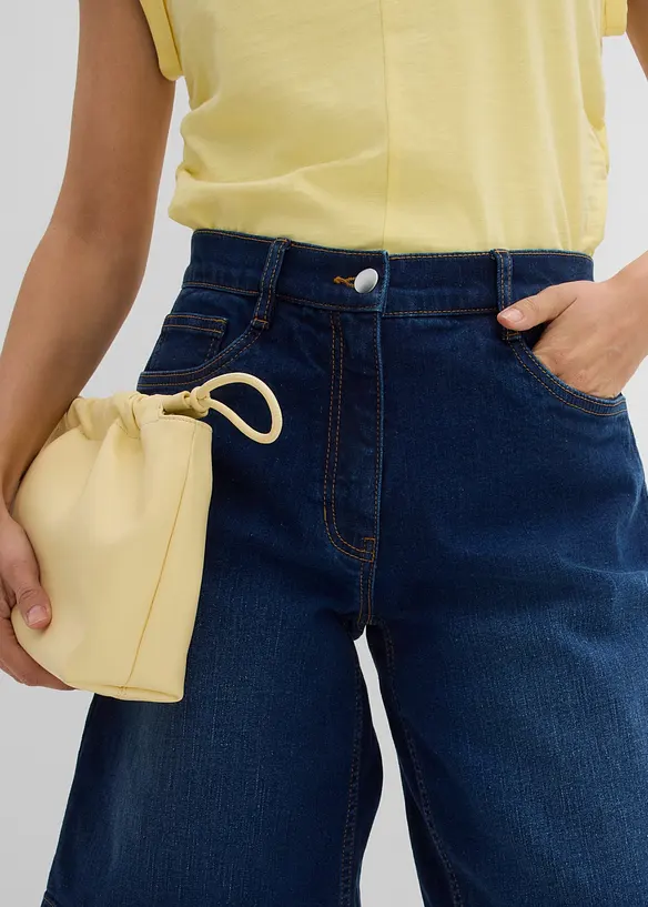 Jeansshorts Mid Waist, ekologisk bomull, bonprix
