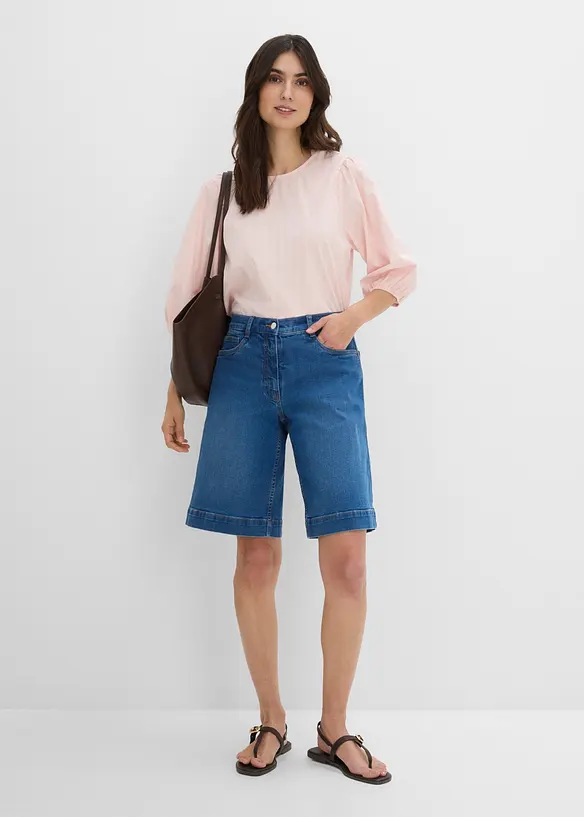 Jeansshorts Mid Waist, ekologisk bomull, bonprix