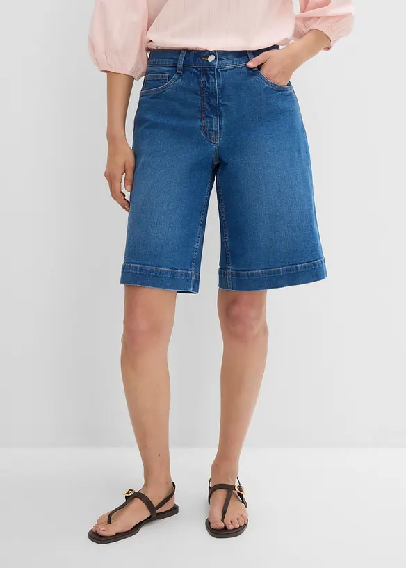 Jeansshorts Mid Waist, ekologisk bomull, bonprix