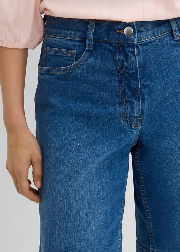 Jeansshorts Mid Waist, ekologisk bomull, bonprix