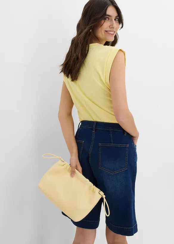 Jeansshorts Mid Waist, ekologisk bomull, bonprix