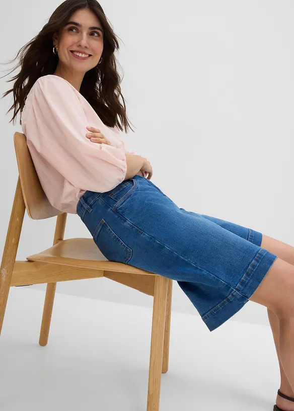 Jeansshorts Mid Waist, ekologisk bomull, bonprix