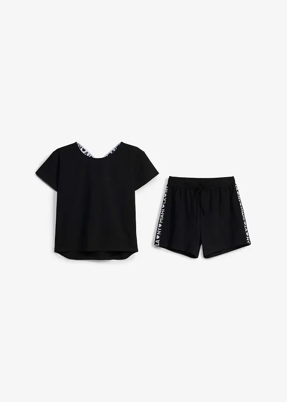 T-shirt och shorts i elastisk bomullsmix (2 delar), bonprix