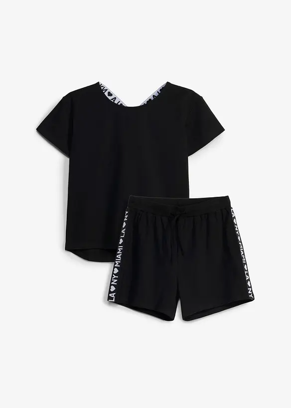 T-shirt och shorts i elastisk bomullsmix (2 delar), bonprix