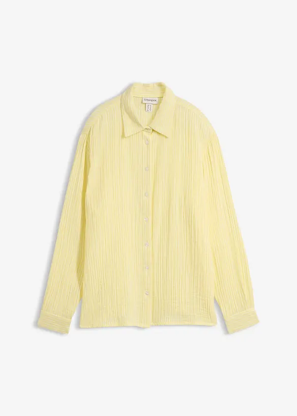 Skjortblus i luftig bomullsmuslin, bonprix