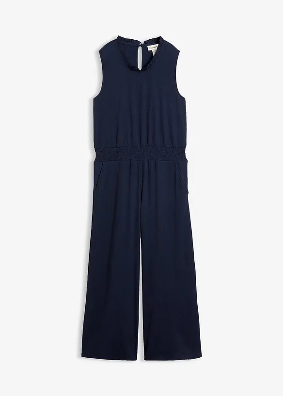 Jumpsuit i kr&auml;ppad jersey med struktur, bonprix