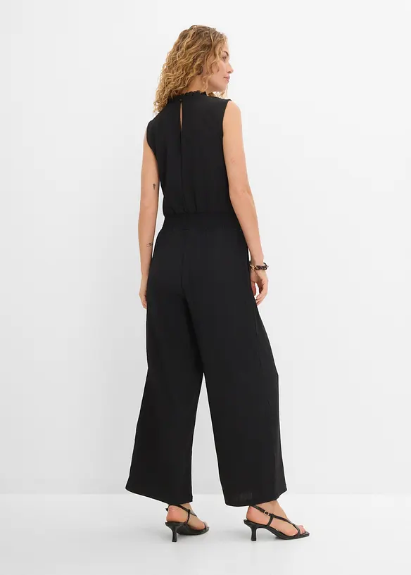 Jumpsuit i kr&auml;ppad jersey med struktur, bonprix