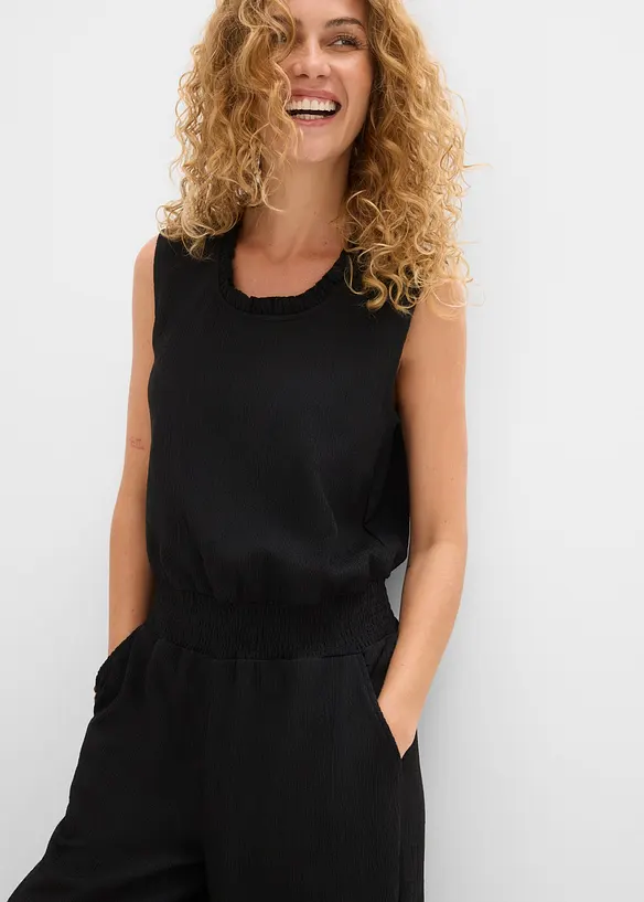 Jumpsuit i kr&auml;ppad jersey med struktur, bonprix