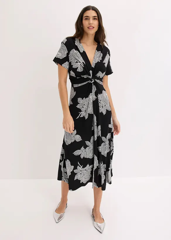 Jerseykl&auml;nning med drapering, bonprix