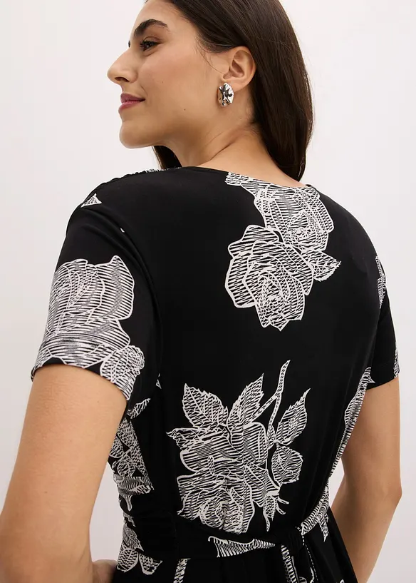Jerseykl&auml;nning med drapering, bonprix