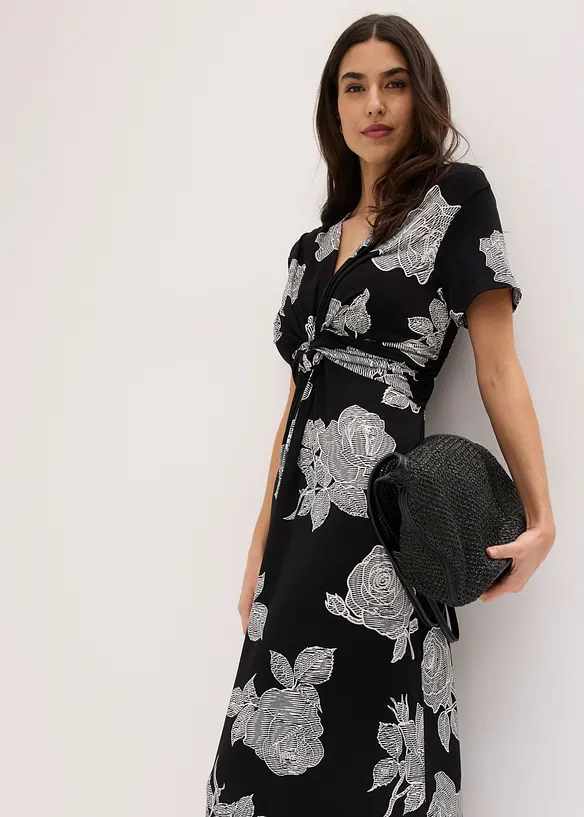 Jerseykl&auml;nning med drapering, bonprix