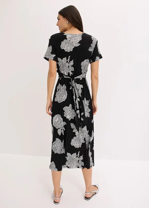 Jerseykl&auml;nning med drapering, bonprix