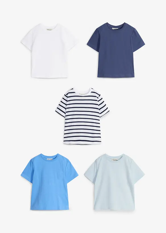 T-shirt av ekologisk bomull (5-pack), bonprix