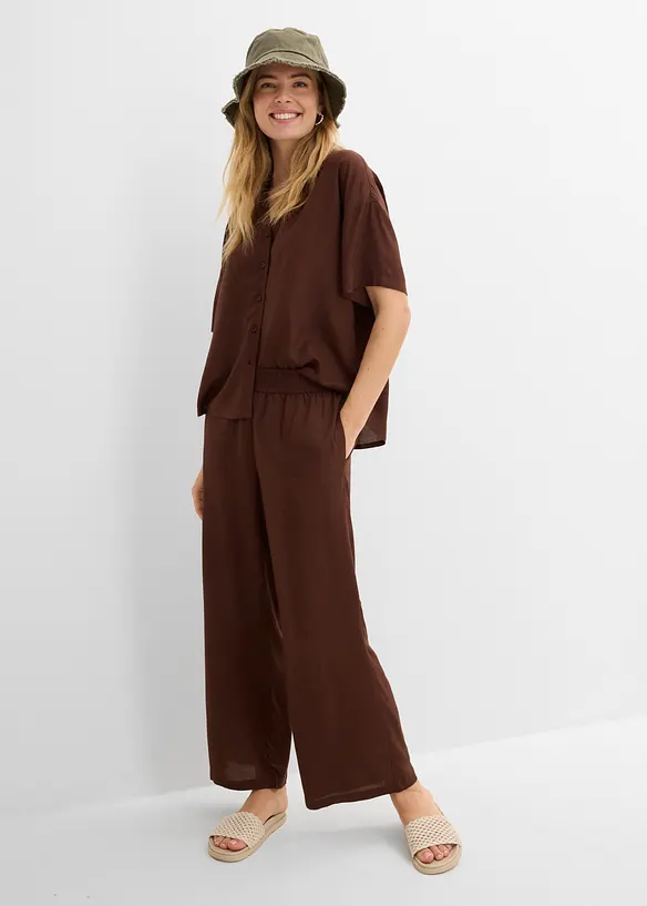 Kort&auml;rmad blus av mjuk viskosmix, bonprix