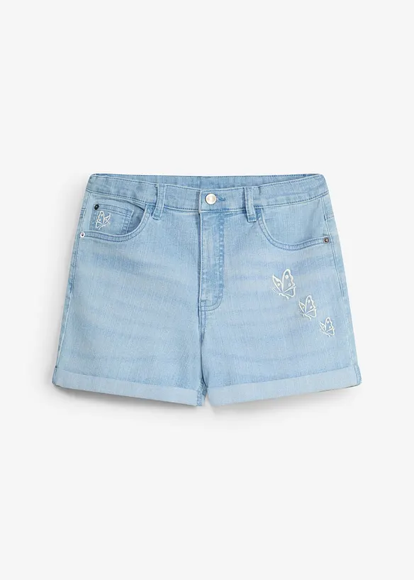Jeansshorts med Mid Waist och ekologisk bomull, bonprix