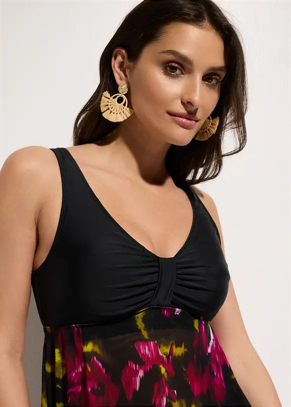 L&aring;ng tankini med m&ouml;nstrat n&auml;tmaterial (2 delar), bonprix