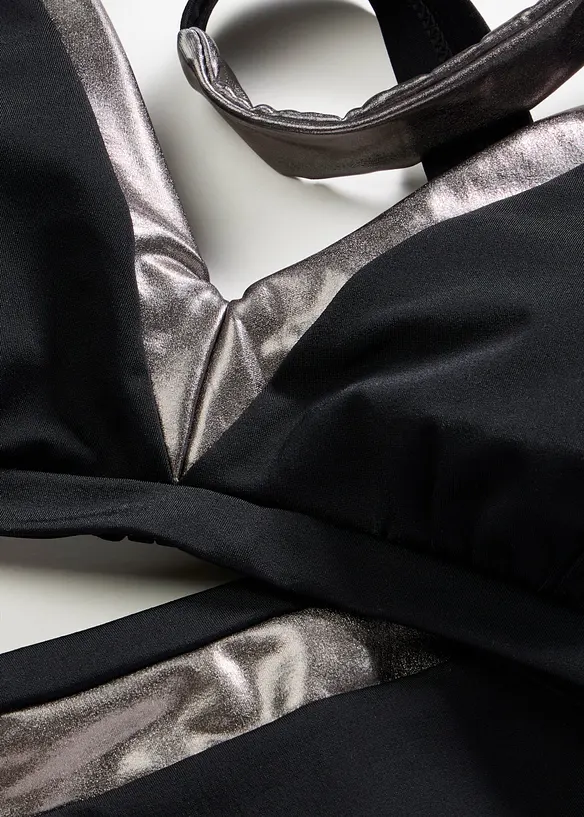 Bikini med silverf&auml;rgade inf&auml;llningar (2 delar), bonprix
