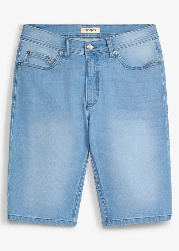 Stretchiga jeansshorts med f&ouml;rst&auml;rkt gren, Regular Fit (2-pack), bonprix