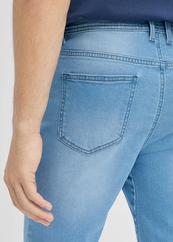 Stretchiga jeansshorts med f&ouml;rst&auml;rkt gren, Regular Fit (2-pack), bonprix
