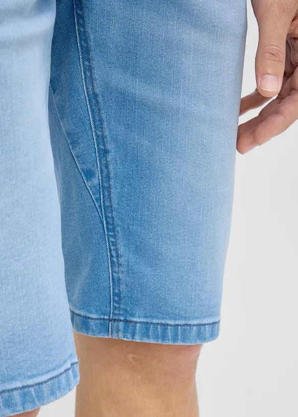 Stretchiga jeansshorts med f&ouml;rst&auml;rkt gren, Regular Fit (2-pack), bonprix
