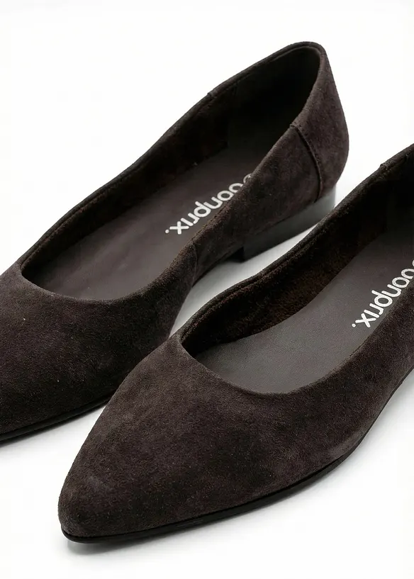 Ballerinaskor i skinn, bonprix