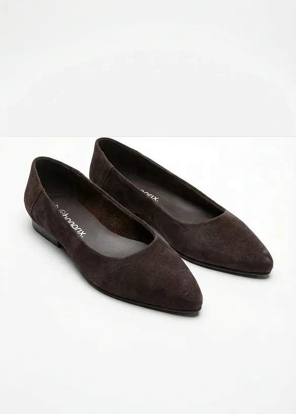 Ballerinaskor i skinn, bonprix