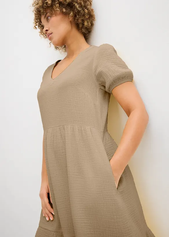 Oversized kl&auml;nning i bomullsmuslin, bonprix