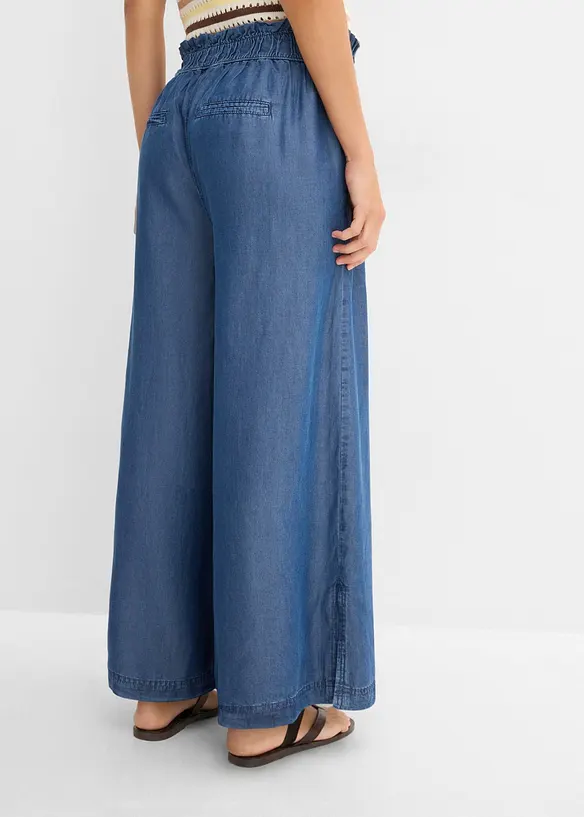 F&ouml;ljsamma palazzojeans med slits i sidan, 7/8-l&auml;ngd, bonprix